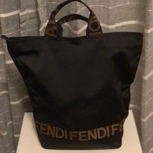 Authentic FENDI Roma 1925 Black Canvas Satchel